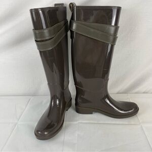 Coach Women’s Tall Shiny Glossy Black Rain Boots size 6